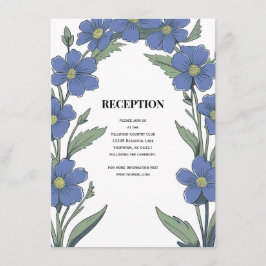 Carte D'accompagnement Accueil Mariage Floral Bleu Périwinkle