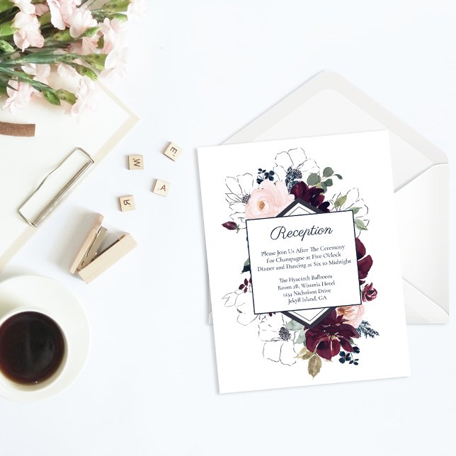 Carte D'accompagnement Accueil Mariage Florals | Marine Bourgogne (Créateur téléchargé)