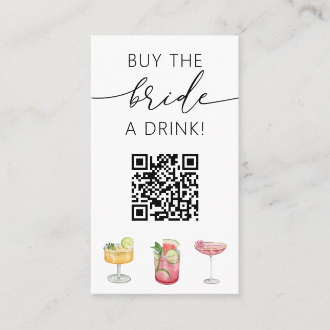 Carte D'accompagnement Acheter la mariée un verre Code QR (Devant)