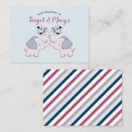 Carte D'accompagnement Adorable Elephants mignon Registre de cadeaux de B