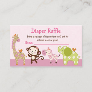 Carte D'accompagnement Adorable Jungle Girl Animaux Déchets Raffle Billet