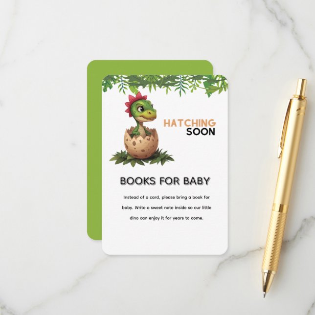 Carte D'accompagnement Adorable Kawaii Baby Dinosaur Hatching (Devant/Arrière en situation)
