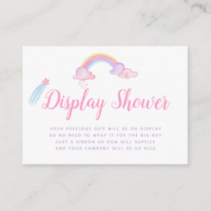 Carte D'accompagnement Affichage de Baby Shower Licorne Arc-en-Ciel Fille
