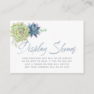 Carte D'accompagnement Affichage de Baby Shower Succulents Aquarelle Douc