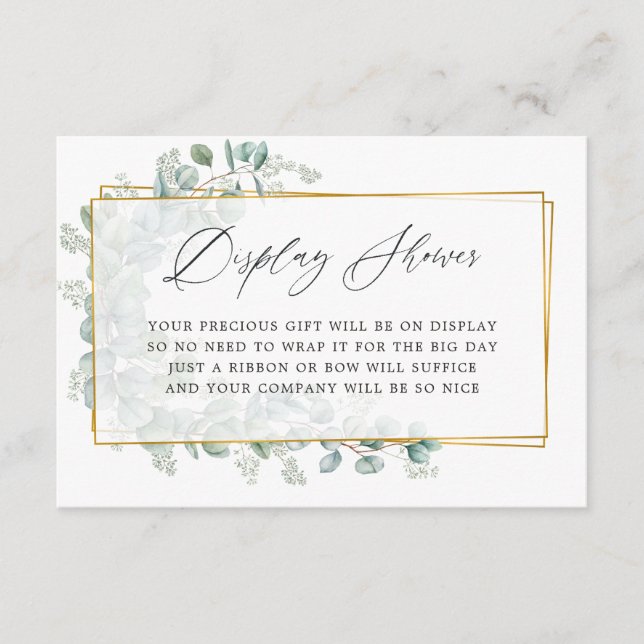 Carte D'accompagnement Affichage de douche de mariage à l'aquarelle eucal (Devant)