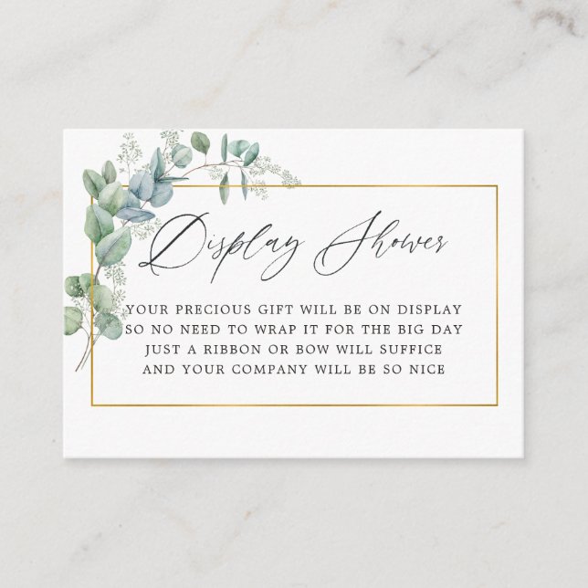 Carte D'accompagnement Affichage de douche de mariage eucalyptus géométri (Devant)