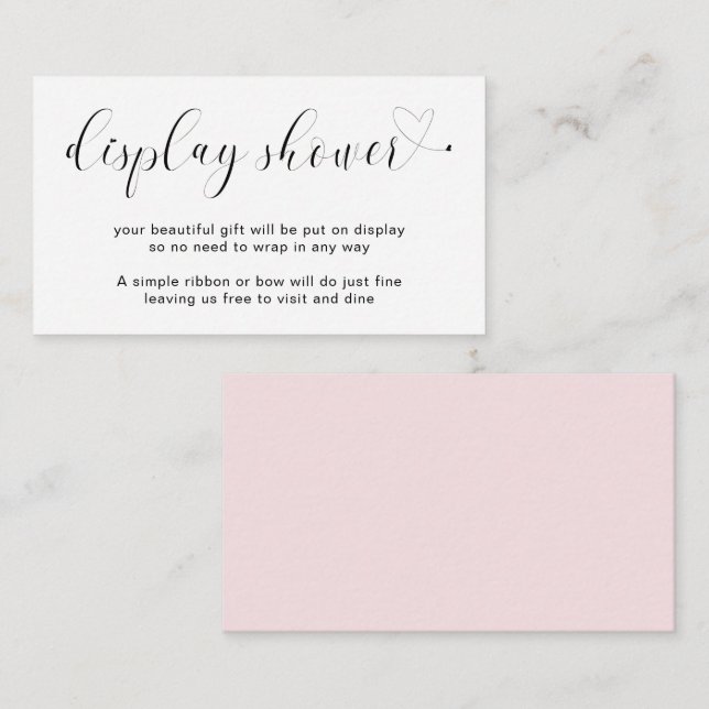 Carte D'accompagnement Affichage Douche fille coeur rose Baby shower simp (Devant / Derrière)