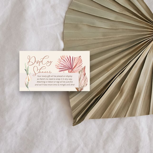 Carte D'accompagnement Afficher Boho Palm Pas d'enveloppement cadeau (Display Shower insert card from my Boho Palm Bridal Shower Collection)