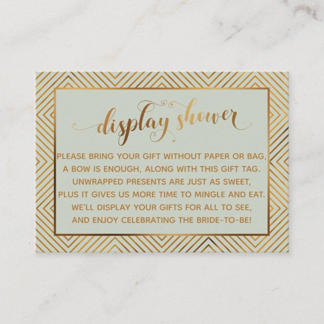 Carte D'accompagnement Afficher Coeurs de douche Gold Script Balise cadea (Devant)