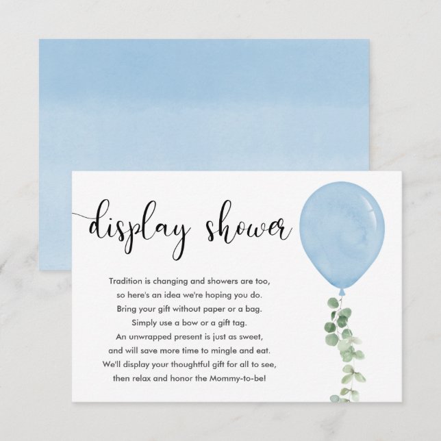 Carte D'accompagnement Afficher douche ballon bleu eucalyptus verdure (Devant / Derrière)