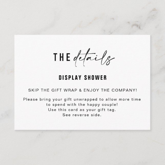 Carte D'accompagnement Afficher la balise Insertion et cadeau de douche | (Devant)