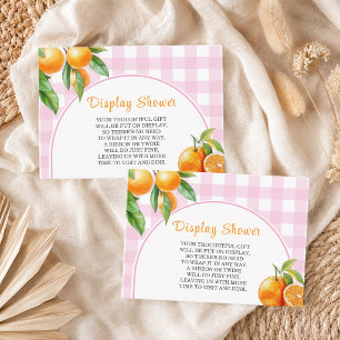 Carte D'accompagnement Afficher Oranges de douche Blanc Gingham Rose