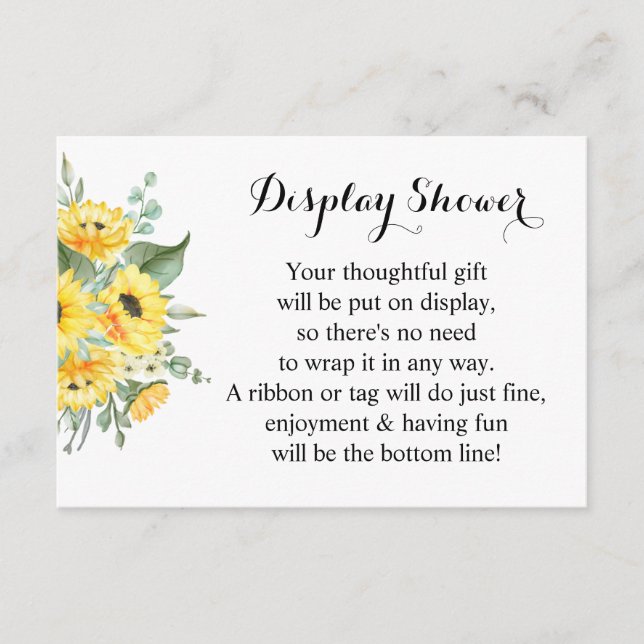 Carte D'accompagnement Afficher Wedding shower nuptiale tournesol vert (Devant)