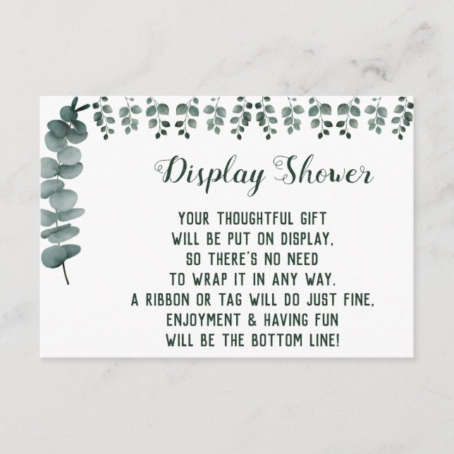 Carte D'accompagnement Afficher Wedding shower nuptiale verte Eucalyptus (Devant)