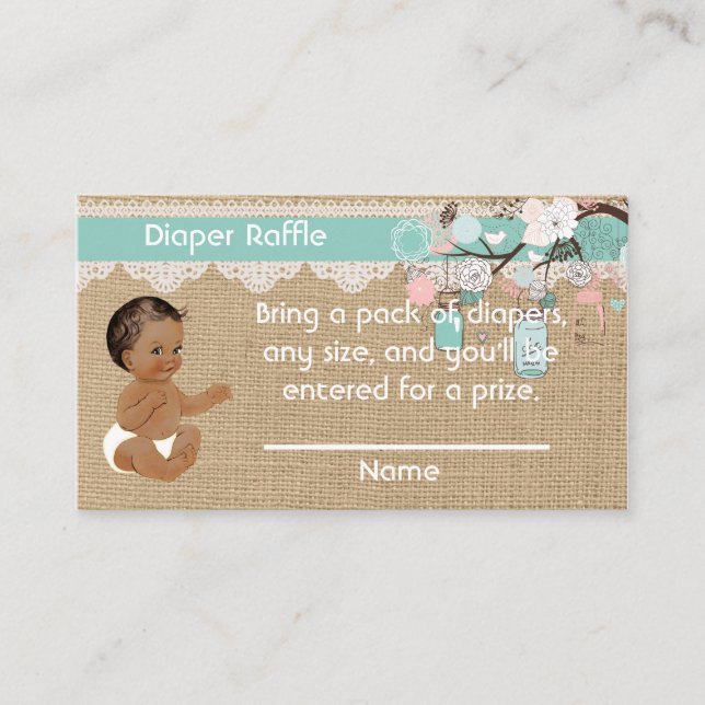 Carte D'accompagnement Afro-Américain Baby Diaper Raffle Insert (Devant)