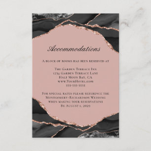 Carte D'accompagnement Agate Rose Gold Foil Mariage Hébergements