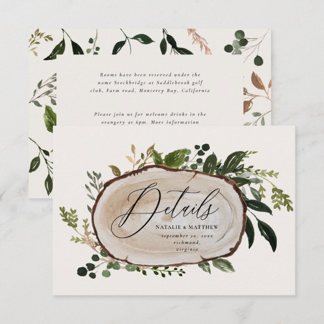 Carte D'accompagnement Agritourisme rustique Elégant détails de mariage (Devant / Derrière)