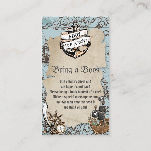 Carte D'accompagnement Ahoy C'est un garçon Baby shower pirate Apportez u (Devant)