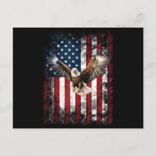 Carte D'accompagnement Aigle Patriotique 4 juillet USA Drapeau Américain