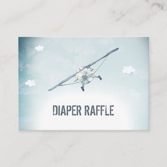 Carte D'accompagnement *~* Air Plane Sky Nuages Diaper Raffle (Devant)