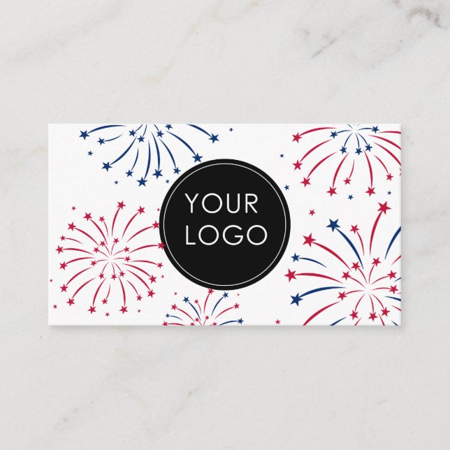 Carte D'accompagnement Ajouter un logo 4 juillet entreprise Fireworks (Devant)