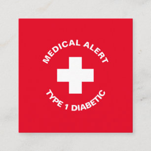 Carte D'accompagnement Alerte Médicale personnalisée rouge diabétique