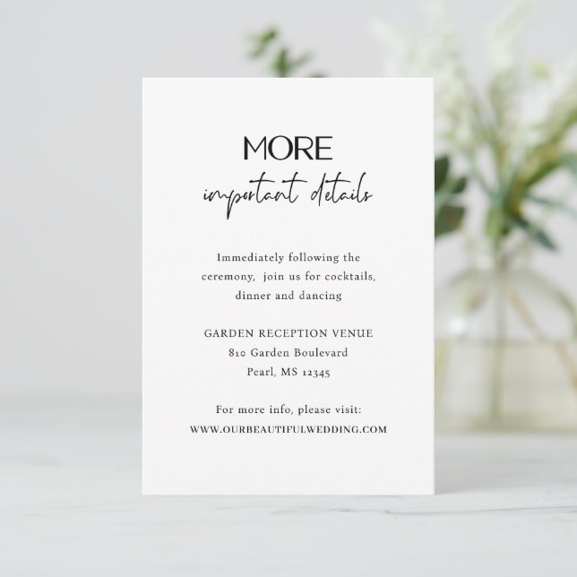 Carte D'accompagnement Alexis Black and White Elegant Mariage moderne (Debout devant)