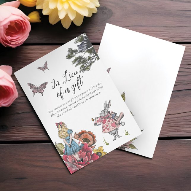 Carte D'accompagnement Alice au pays des merveilles Fonds du Collège pour (Alice in Wonderland Baby's College Fund Gift Enclosure Card)