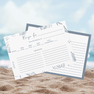 Carte D'accompagnement All I Sea is Love Dusty Blue Recipe Bridal Shower 