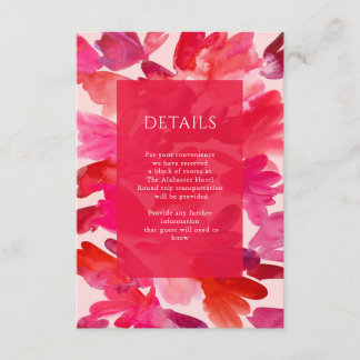 Carte D'accompagnement All Love Watercolor Rose Red Détails du Mariage E
