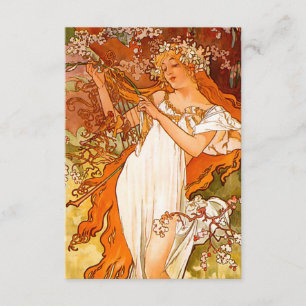 Carte D'accompagnement Alphonse Mucha Printemps Art Nouveau