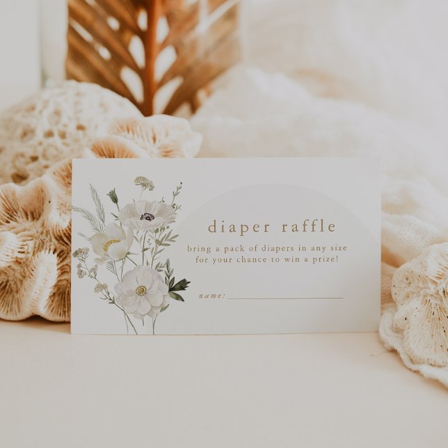 Carte D'accompagnement ALYSSA Boho Fleur Baby shower de couches Raffle (ALYSSA Boho Girl Flower Baby Shower Diaper Raffle Enclosure Card)