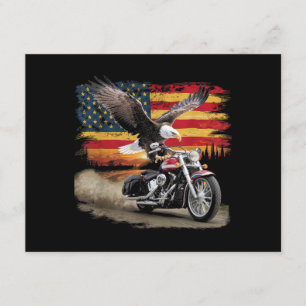 Carte D'accompagnement American Flag Mocycle Tshirt USA Flag Bike Ret