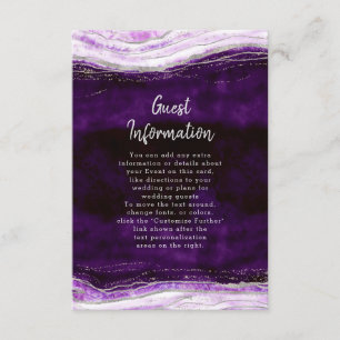 Carte D'accompagnement Amethyst Purple & Silver Geode Informations Mariag