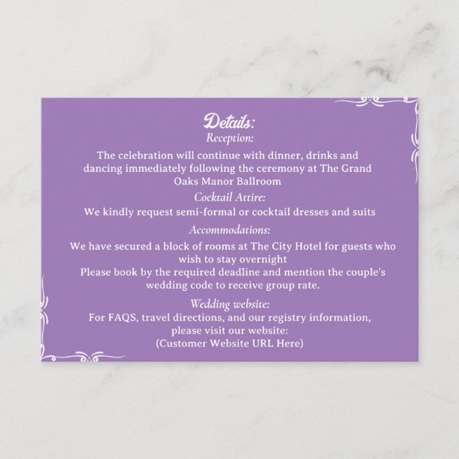 Carte D'accompagnement ​Amethyst & White Botanical Enclosure Card (Devant)