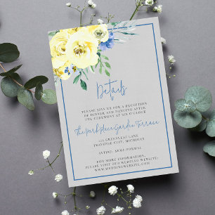 Carte D'accompagnement Amour florissant Jaune et Bleu Floral
