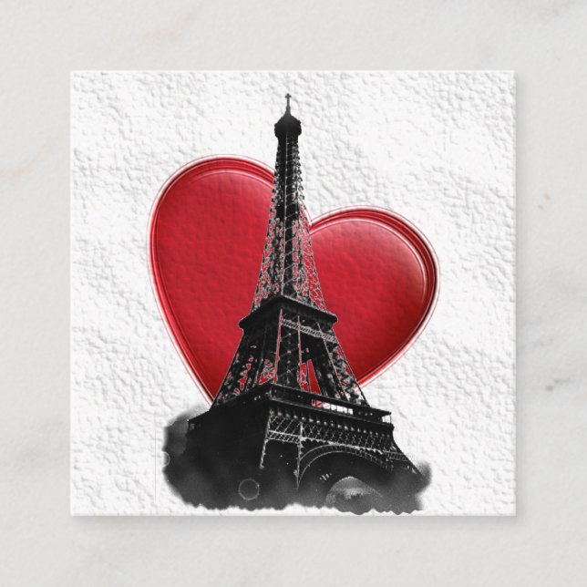 Carte D'accompagnement Amour Paris Coeur Rouge Tour Eiffel (Devant)