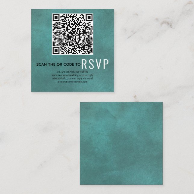 Carte D'accompagnement Analyser le code QR en ligne RSVP turquoise bleu m (Devant / Derrière)