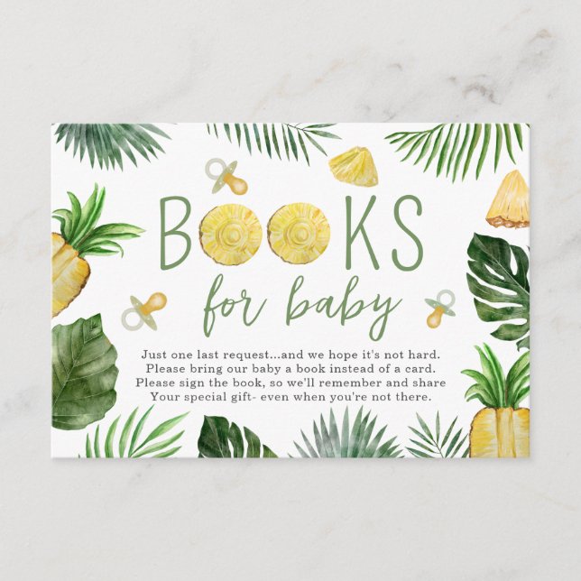 Carte D'accompagnement Ananas & Pacificateurs Livres Pour Baby shower Gre (Devant)