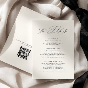 Carte D'accompagnement Anciens fonds élégants détails de mariage code QR 