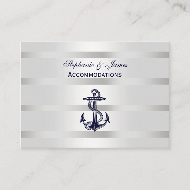 Carte D'accompagnement Ancre Bleue Nautique Silver Wt BG Hébergements (Devant)