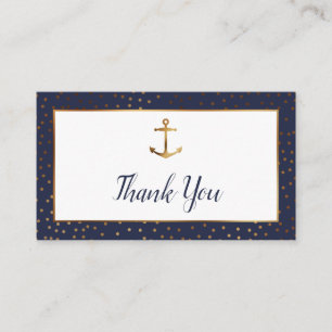Carte D'accompagnement Ancre d'or Confetti, Merci de marine