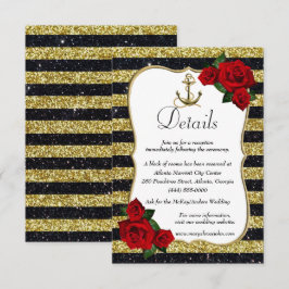 Carte D'accompagnement Ancre nautique Gold Black Stripes Détails du Maria