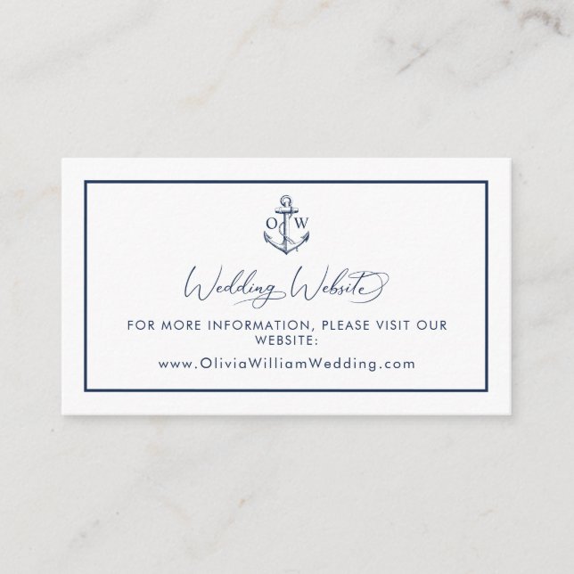 Carte D'accompagnement Ancre nautique Monogram Mariage site (Devant)