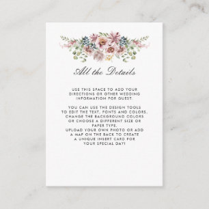 Carte D'accompagnement Anemone Blush Neutral MARIAGE Détails Instructions