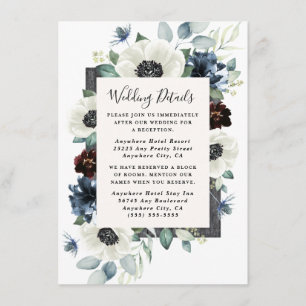Carte D'accompagnement Anemone Dusty Blue Thistle Bourgogne Floral Mariag