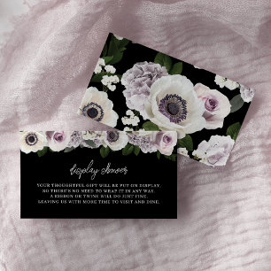Carte D'accompagnement Anémone Moody Noir & Pomme Floral Affichage Douche