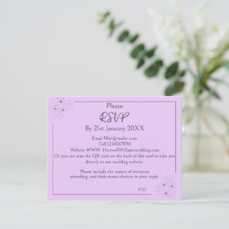 Carte D'accompagnement Anéone sur Lilac clair RSVP avec code QR