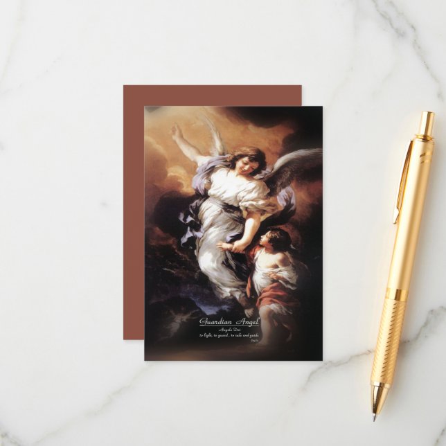 Carte D'accompagnement Ange gardien avec prière (Devant/Arrière en situation)