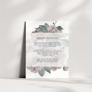 Carte D'accompagnement Anglais Garden Floral Mariage Détails sur l'invité